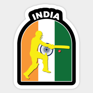 India Cricket Batsman India Flag Sticker